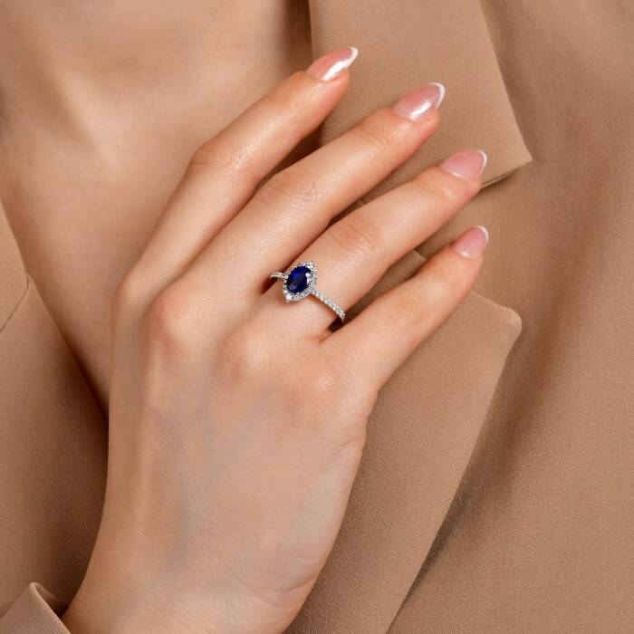 1,54 Karat Pırlanta Safir Yüzük - 3