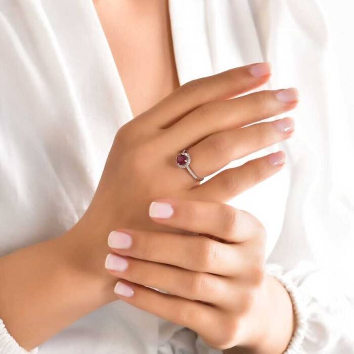 1,54 Karat Pırlanta Yakut Yüzük - 4