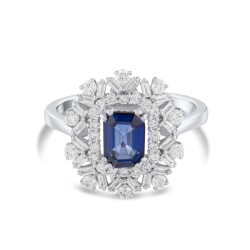 1,58 Karat Pırlanta Safir Yüzük - 