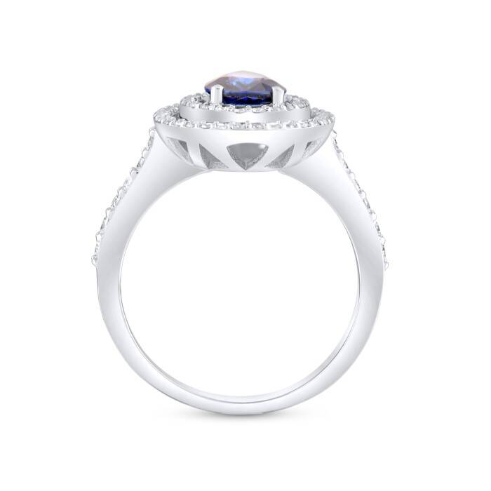 1,60 Karat Pırlanta Damla Safir Yüzük - 2