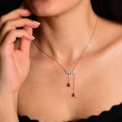 1,64 Karat Pırlanta Yakut Kolye - 2