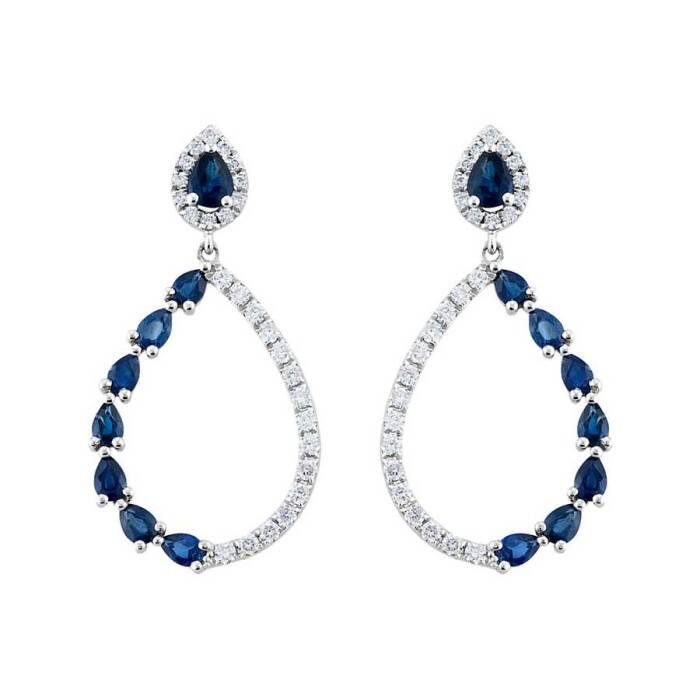 1,68 Karat Pırlanta Safir Küpe - 2