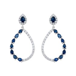 1,68 Karat Pırlantalı Safir Küpe - 2
