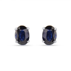 1,75 Karat Oval Kesim Safir Küpe - 3