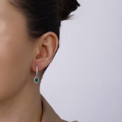 1,75 Karat Pırlanta Zümrüt Küpe - 3