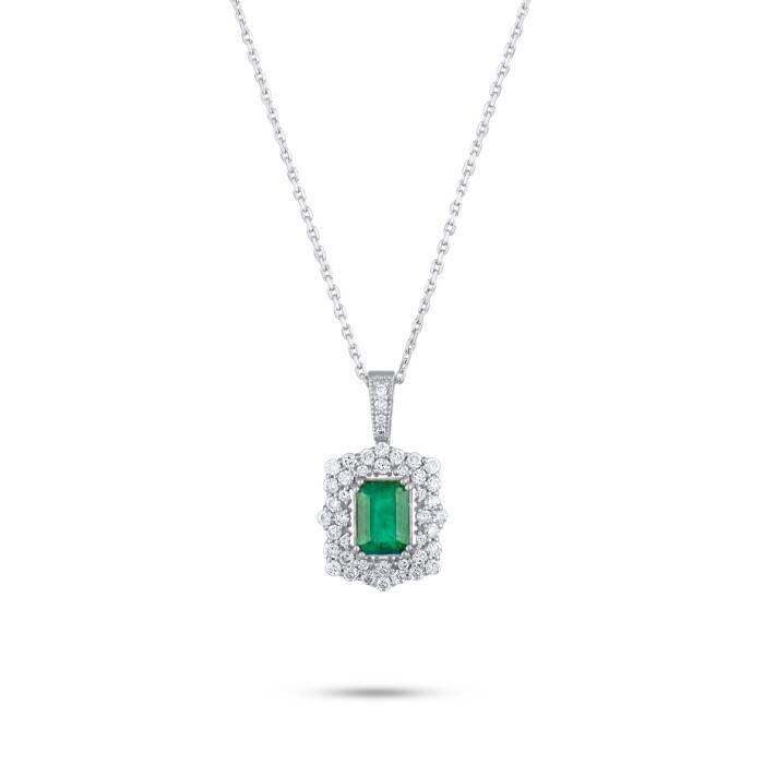 1,77 Karat Pırlanta Zümrüt Kolye - 1