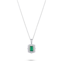 1,77 Karat Pırlanta Zümrüt Kolye - 2