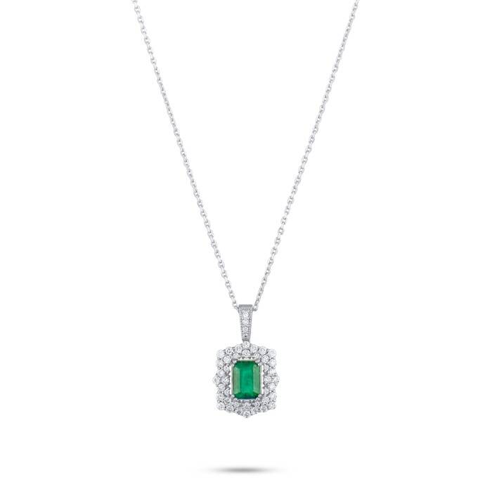 1,77 Karat Pırlanta Zümrüt Kolye - 2