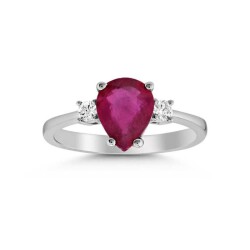 1,99 Karat Pırlanta Damla Yakut Yüzük - 