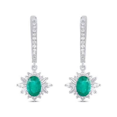 2,02 Karat Pırlantalı Zümrüt Küpe - 2