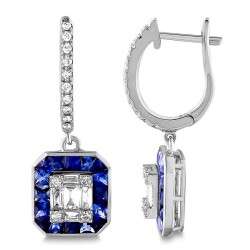 2,03 Karat Pırlantalı Safir Küpe - 1