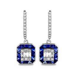 2,03 Karat Pırlantalı Safir Küpe - 2