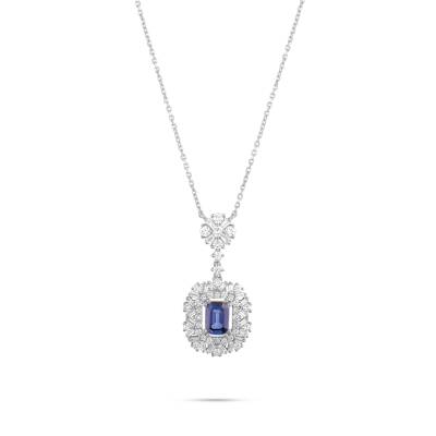 2,15 Karat Pırlantalı Safir Kolye - 1