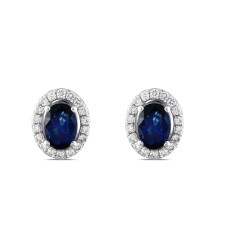 2,16 Karat Pırlantalı Safir Küpe - 2