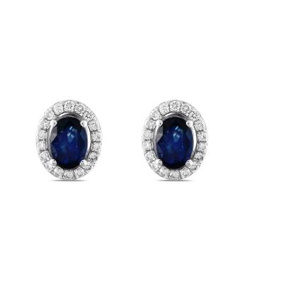 2,16 Karat Pırlantalı Safir Küpe - 2