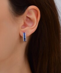 2,41 Karat Pırlanta Safir Küpe - 3