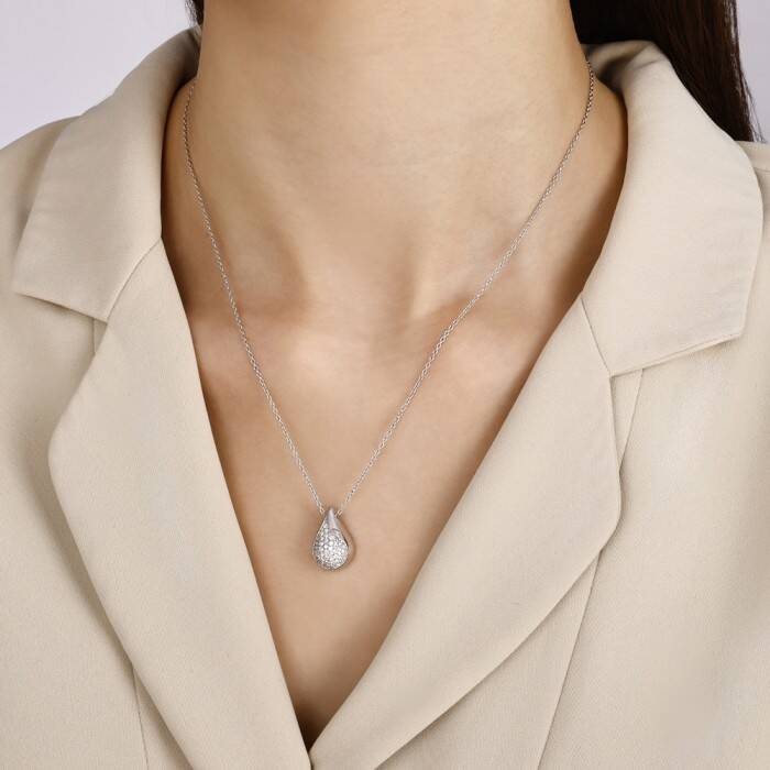 0,42 Karat Pırlanta Fantezi Damla Kolye - 2