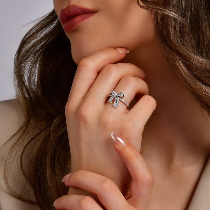 0,42 Karat Pırlanta Kurdela Tasarım Yüzük - 3