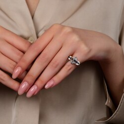 0,84 Karat Pırlanta Safir Yüzük - 3