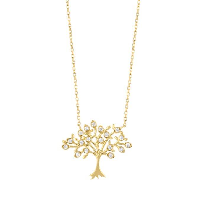 0,22 Karat Pırlanta Hayat Ağacı Kolye - 1