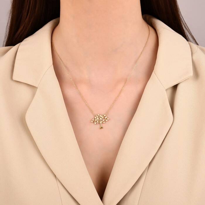 0,22 Karat Pırlanta Hayat Ağacı Kolye - 2