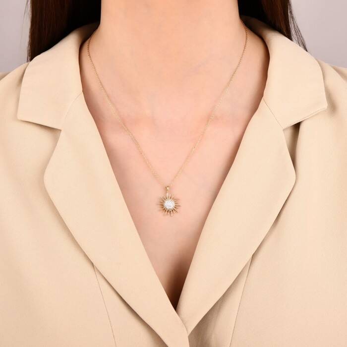 0,25 Karat Pırlanta Güneş Kolye - 2